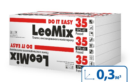 Пінопласт LeoMix 35 FASAD (EPS-40) 100 мм